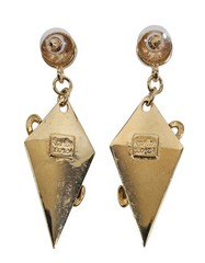 VTG 1980s Punk Rock Huge Goldtone Dangle Retro Earrings Signed Karla’s Closet
