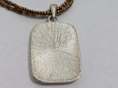 Necklace Earring Set Vintage Designer KC Beaded Two Strand Silver Tone Pendant
