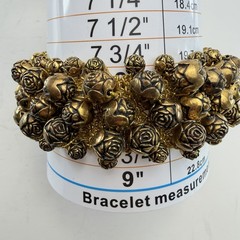 VTG Gold Tone Metal Rosebud Bracelet Stretch Individual 100+ Rosebuds Textured