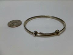 STERLING SILVER BANGLE ADJUSTABLE MODERN SLEEK HEAVY STACKABLE BRACELET 7″