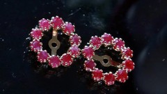 14k yellow gold 0.40ct ruby earring jackets vintage heated handmade 0.80gr