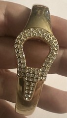 Vintage Tension Bangle Bracelet Cuff w/Crystals Horse Bit/Stirrup Equestrian