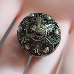 Vintage Ethnic Silver Filigree Orb Pendant Locket 1.5” Ornate Prayer Box Amulet