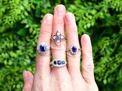 1.94Ct Basaltic Sapphire and 1.07Ct Diamond Platinum Ballerina Ring Circa 1970