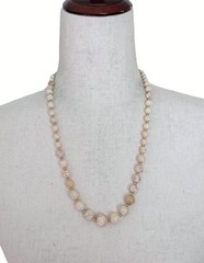 Vintage Gold Tone Jasper Beaded Necklace Polished Cream Boho Natural Graduated