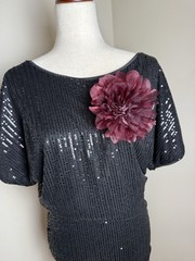 Burgundy Organza Flower Brooch Pin Handmade Vintage Style Fashion Accessory