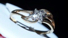 10k yellow gold ring natural diamond size 4.5 swirl vintage handmade 1.10g N3721