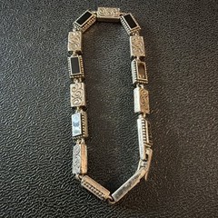 Silver Tone And Black Vintage Bracelet