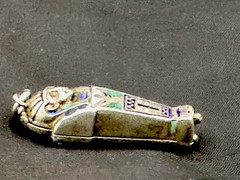 ANTIQUE EGYPTIAN REVIVAL SILVER,ENAMEL SARCOPHAGUS & MOMMY CHARM OPEN PENDANT