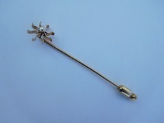 Lovely Rare Edwardian 1900s 14K Gold White Enamel Diamond Sun Star Stick Pin ☀️