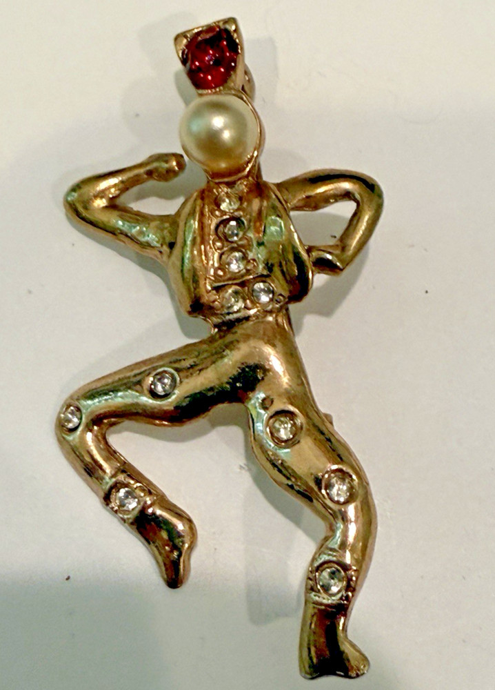 VINTAGE EARLY RHINESTONE RUSSIAN DANCER BROOCH