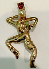 VINTAGE EARLY RHINESTONE RUSSIAN DANCER BROOCH