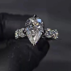 3Ct Pear Cut Lab-Created Diamond Engagement Wedding Ring 14k White Gold Finish