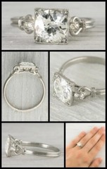 2.90Ct Art Deco Style Lab Created Diamond Engagement 14K White Gold Finish Ring