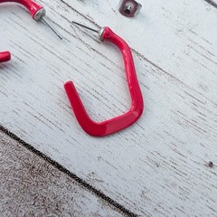 Vintage Earrings for Pierced Ears Unusual Shape Red