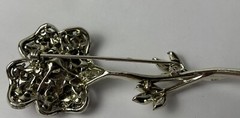 CORO Pink Rhinestone Flower Pin Silver Tone Nature Garden Trees Floral Read Desc