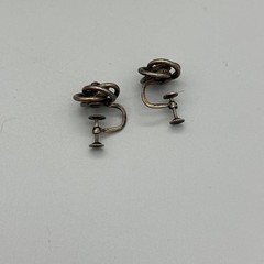 Vintage Twisted Rope 1/20 10K Red Rhinestone Clip Screw Back Earrings .75″