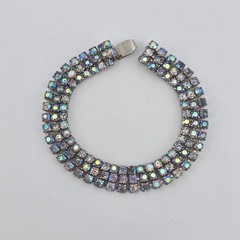 Vintage Weiss Blue AB Rhinestone Bracelet Size 6.5