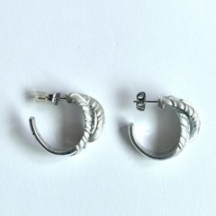 Arthur Court Aluminum Hoop Earrings .75 In Leaf Round Discontinued Jewelry