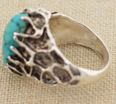 Vintage Hundred Sterling Silver Turquoise Ring Size 11.25