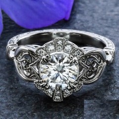 Art Deco 1.35Ct Round Cut Simulated Diamond Engagement Celtic Ring In 925 Silver