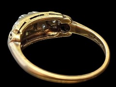 1920s Art Deco Floral Diamond Ring 14K-18K Two-Tone Gold Size 6.5