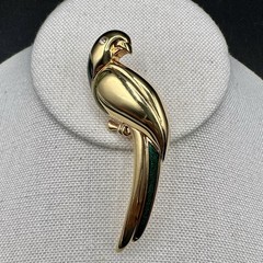Vintage Bird Brooch Parrot Animal Pin GoldTone Modernist
