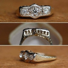 0.80Ct White Round Cut Antique Reproduction Three Stone Ring Solid 925 Silver