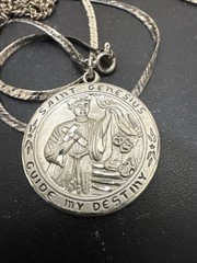 VTG Saint Genesius CREED Sterling Silver Guide my Destiny Pendant 24” 925 Chain