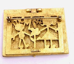Vintage AJC Signed Mother’s Day Mail Brooch Gold Tone E2
