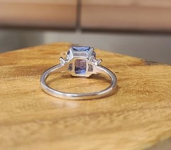 Vintage 14k White Gold Engagement Ring 2.75ct.Natural Blue Sapphire Radiant GIA