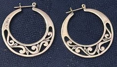 Vintage JEZ Jezlaine Sterling Silver Filigree Flat Scroll Hoop Earrings