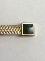 Nice Vintage Swank Mid Century MCM Modernist Jade Stone Tie Bar Clip