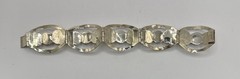 7″ Sterling Silver & Faux Fire Opal Panel Link Bracelet