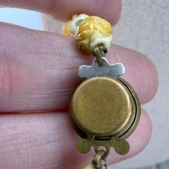 Vintage Flower Beaded Necklace Carved 32”