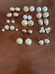 14 Pairs of Vintage Pearl Like Clip on Earrings