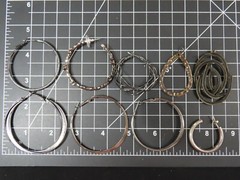 Hoops Dangle Earrings Lot Oxidized Blackened Mixed Vintage Mod Silver Tone B7904