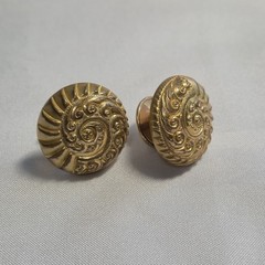 Shirt Studs Collar Stud Cufflinks 14k Gold Plated Very Fine Repouse Nautilus