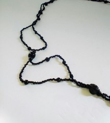 Antique Victorian French Jet Glass Mourning Beads Necklace 41′ Long