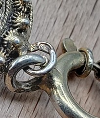 Antique Dutch 833 Silver Filigree Bracelet Green Glass Art Deco S-Hertogenbosch