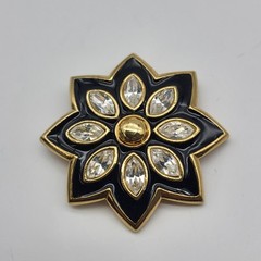 Beautiful bold rhinestone enamel flower burst brooch pin elegant formal Mother