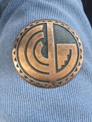 Copper by Bell Brooch with Navajo Native American Symbol – 2″ Circle – Pin