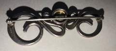 Vintage Fancy Sterling Silver & AMETHYST MODERNIST STUDIO PIN BROOCH signed TJW