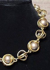 Vintage Chico’s Chunky Brutalist Pearl & Cage Collar Necklace