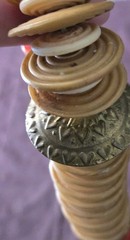 Vintage Boho Tribal Style Disc Bead Necklace Mixed Material Chunky