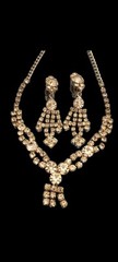 Vintage La Roco crystal necklace Clip on Earrings statement signed costume