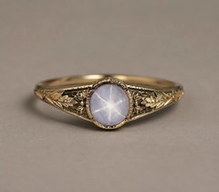 Natural Star Sapphire Ring 925 Sterling Silver Vintage Filigree Handmade Ring