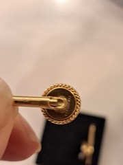 Antique Edwardian PAIR Cufflink Stud Button Onyx 14 K Gold