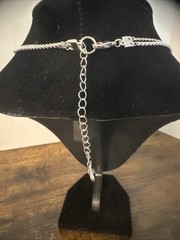 Vtg Lauren Conrad Layered Multi Strand Necklace Silver Tone Iridescent Pendant