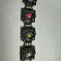 Vintage Linked bracelet Carnival Glass